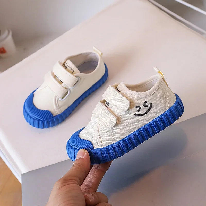 Children's Canvas Shoes Korean Version Smiling Face Casual Shoes Spring Boys Girls Shoes Academy Kindergarten Comfortable  Daily