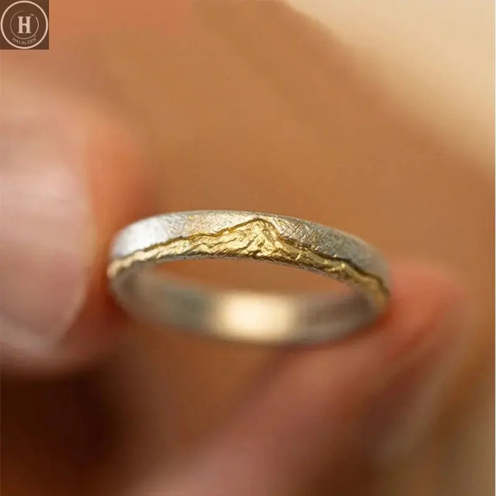 Men Ring 925 Sterling Silver Jewelry Adjustable Trendy Gold Mountain Design Ring Male Index Finger Accessories HALALZEN