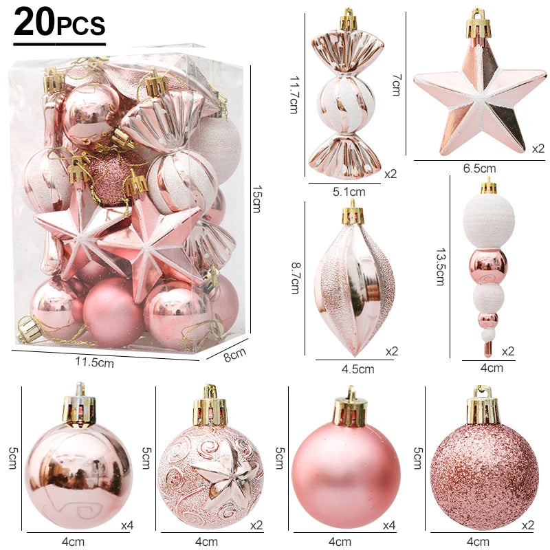 29/20Pcs Christmas Tree Balls Hanging Pendant Candy Cane Pine Cone Ornament Set Christmas Home Decoration 2024 Navidad New Year