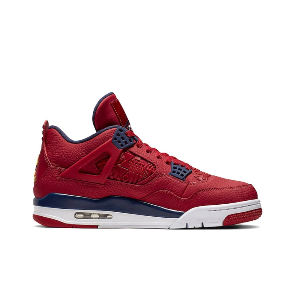 Original Air Jordan 4 "Tattoo" Comfortable Retro Basketball Shoes Men's White and Black and Red Sneakers BQ0897-006