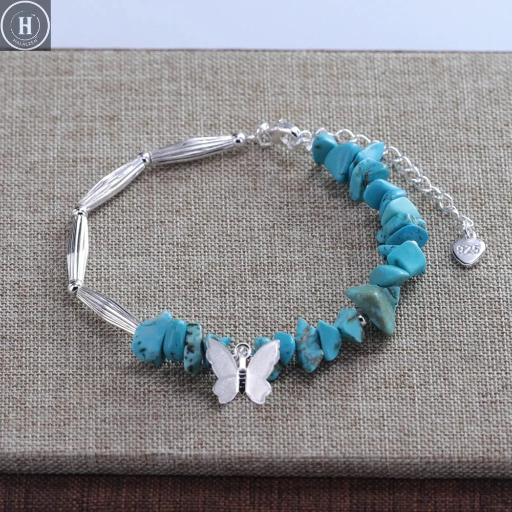 VENTFILLE 925 Sterling Silver Butterfly Bracelet for Girl Bead String Design Insect Fashion Versatile Jewelry Gift Dropshipping HALALZEN