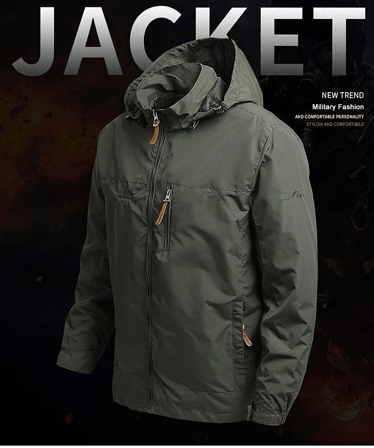 Outdoor Sports Men's Jacket Versatile Loose And Comfortable Top Waterproof And Windproof Work Jacket Hooded Assault Jacket