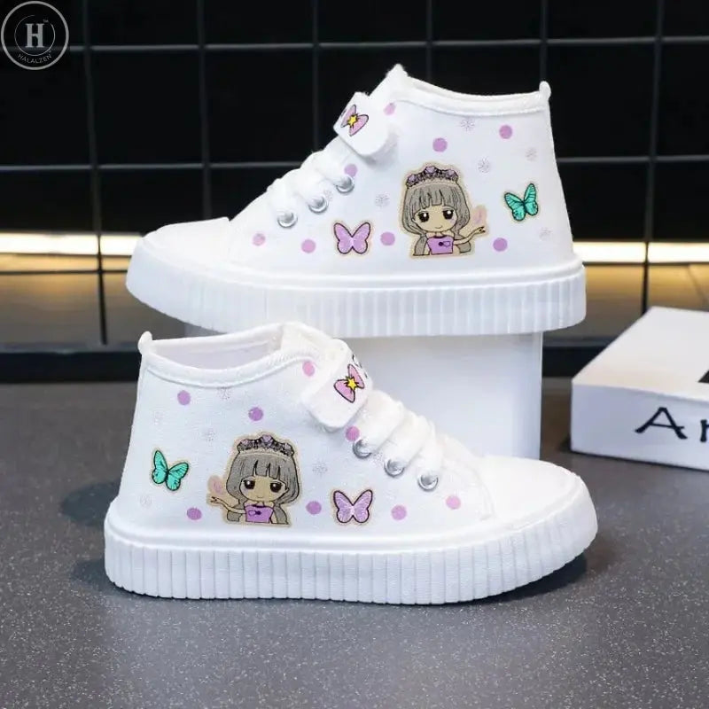 Multi Colored Kids Casual Shoes Cartoon Mid Top Anti Slip Spring Autumn Outdoor Kids Canvas Shoe Sizes 26-37 Sandalias De Mujer Halalzen UK