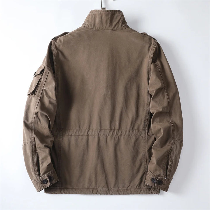 American Retro Style Men's Spring Casual Jackets Heavyweight Cotton Multi-Pockets Loose Cargo Jacket Fashion Outerwear