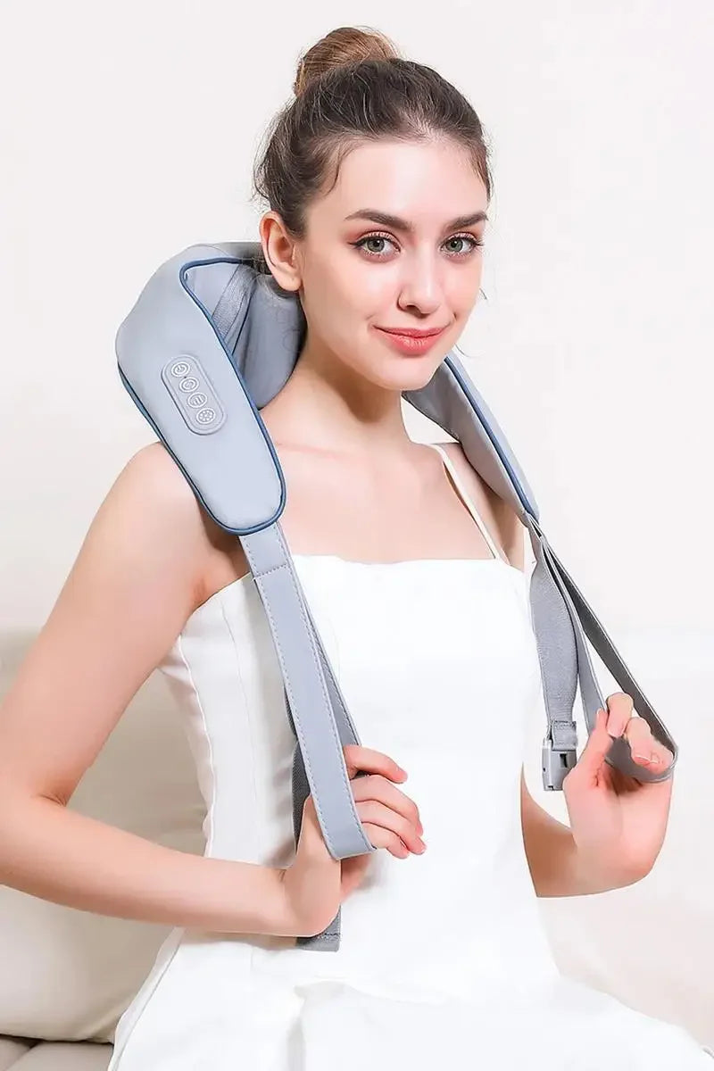 2025 Bionic Neck Shoulder Massager Kneading Massager Shawl 3-Level Modes Neck Cervical Waist Leg Body Muscles Massage Pillow