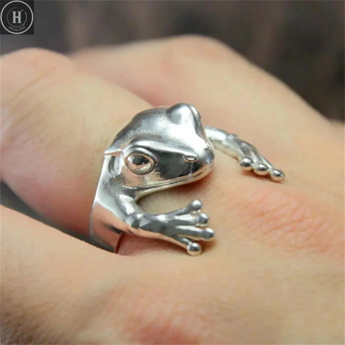 Retro Frog Toad Animal Rings for Women Men Artistic Design Silver Color Opening Resizable Unisex Female Statement Ring Best Gift HALALZEN
