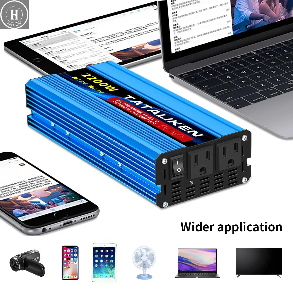 12V24V  To 110V AC Pure Sine Power Inverter 16000W 4000W  Power 60HZ  Converter Car Accessories Solar With LED And US Socket HALALZEN