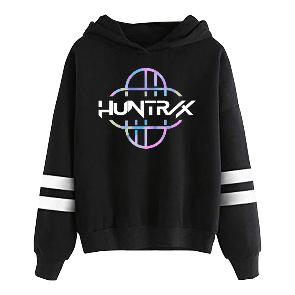 Cartoon KPop Demon Hunters Huntrix Hoodie Pocketless Sleeve Streetwear Women Men Hooded Sweatshirts