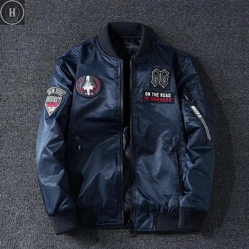 Coat Men's Air Force Pilot Jacket MA1 Autumn/Winter Baseball Suit Trendy Brand Double Sided Thickened Large HALALZEN