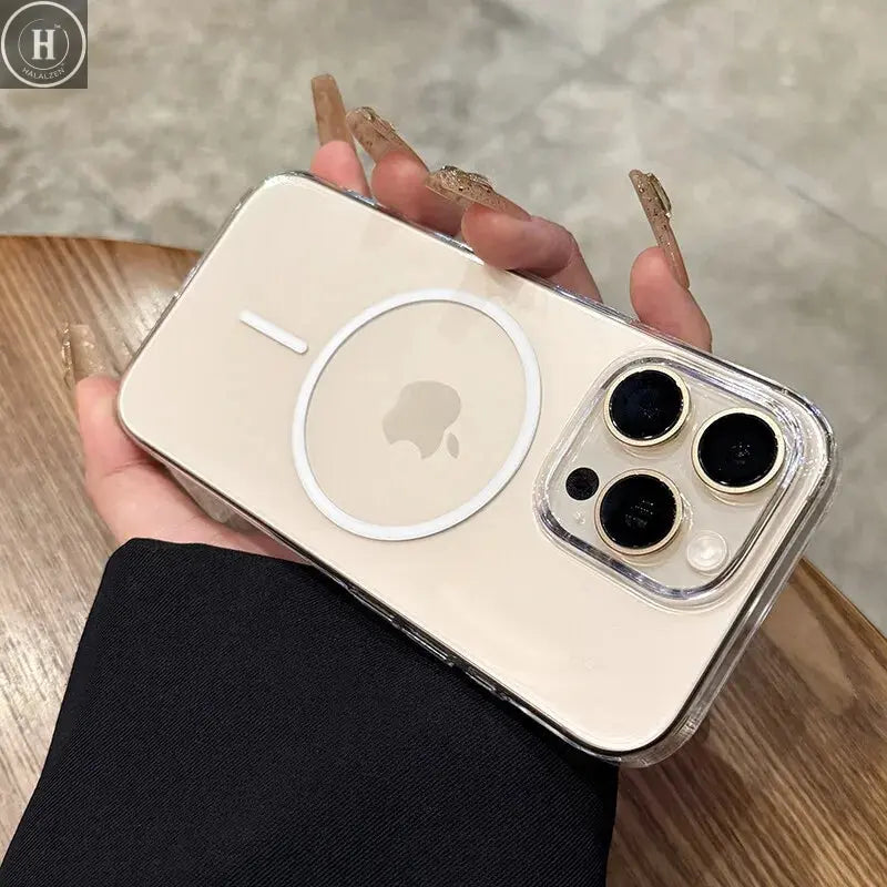 Luxury Magnetic Wireless Charge For Magsafe Case for iPhone 16 15 14 13 12 11 Pro XR XS Max 7 8 Plus Transparent Case Back Cover Halalzen UK
