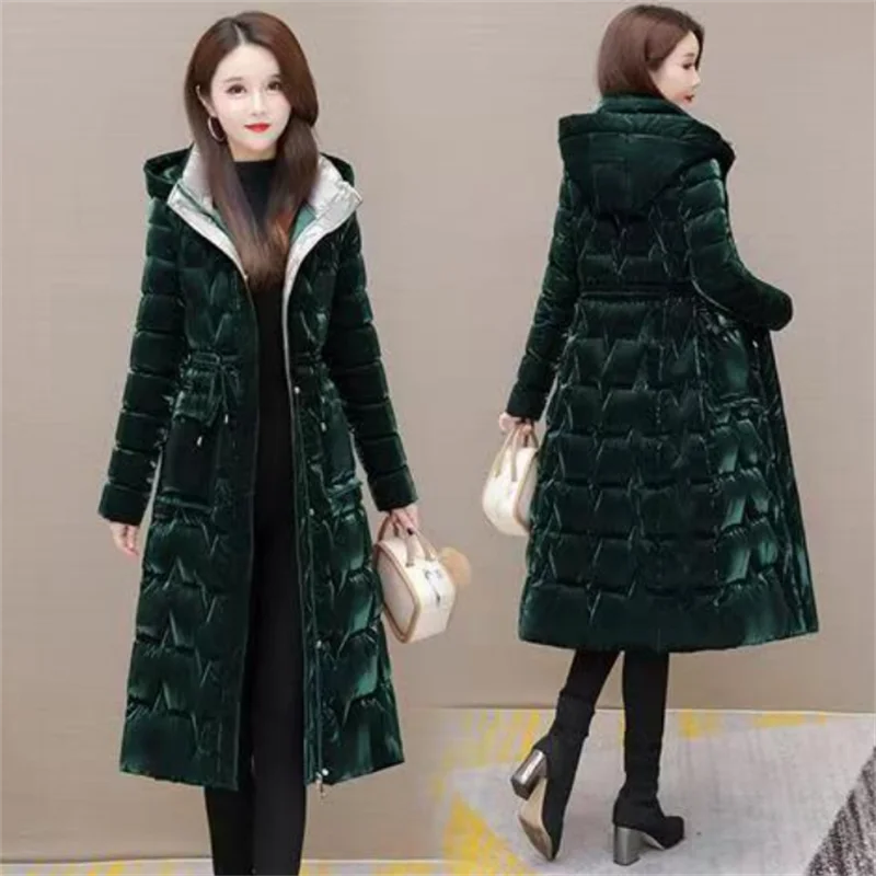 Women's Winter Coats Hooded New Casual Cotton Padded Jackets for Women Long Parkas Warm Slim Waterproof shiny Winter Overcoat