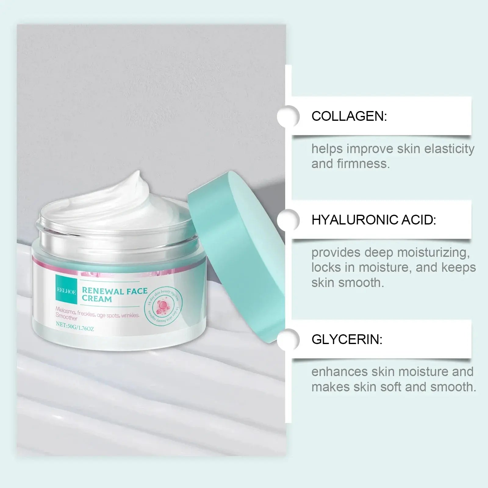Collagen Firming Facial Cream Rejuvenation Vitamin E for Skin Renewal Deep Nourish Smooth Skin Firming Tightening Cream HALALZEN