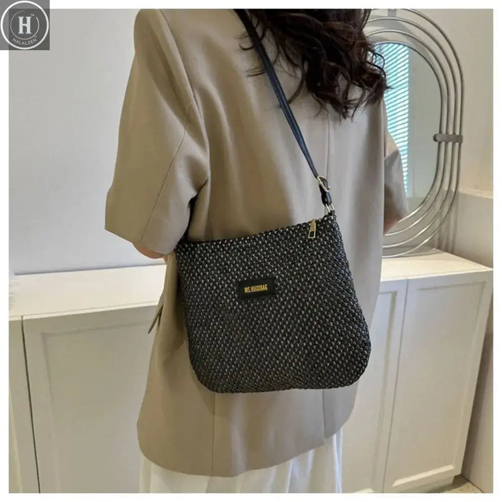 Ladies Fashion Summer Straw Crossbody Bag Women Beach Holiday Shopping Woven Shoulder Handbag Messenger Purses for Women Bags HALALZEN