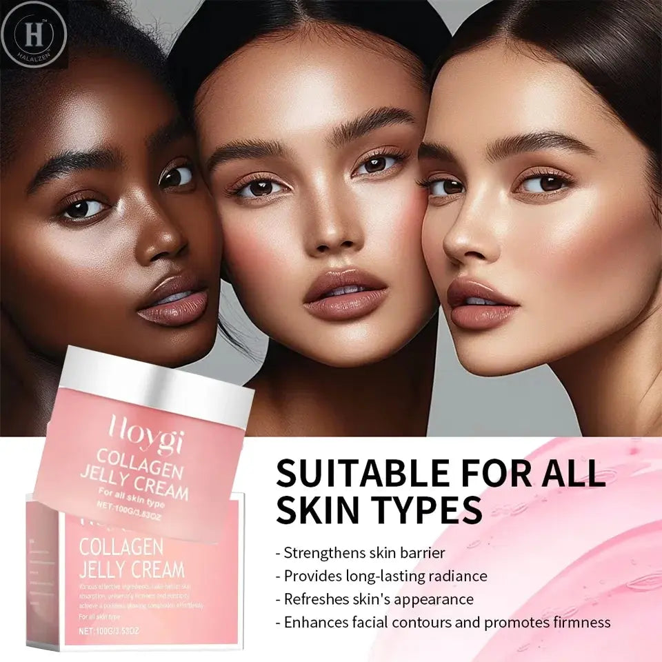 Collagen Jelly Cream Niacinamide Tightening Soothing Moisturizing Anti-Aging Firmness Hydration Skincare 100ml Face Gel HALALZEN