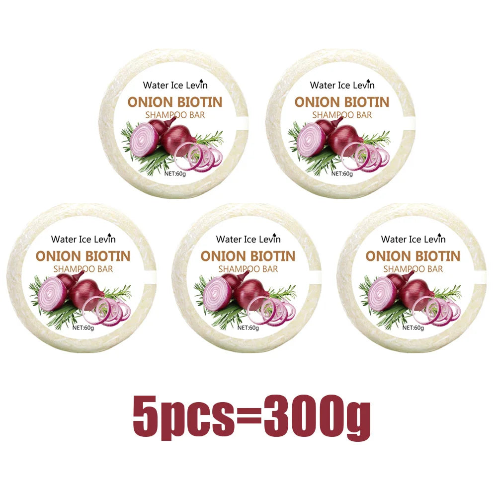 Onion and Biotin Shampoo Soap - 60g, Suitable for All Hair Types, Moisturizing and Smoothing, Rich in Rosemary Extract