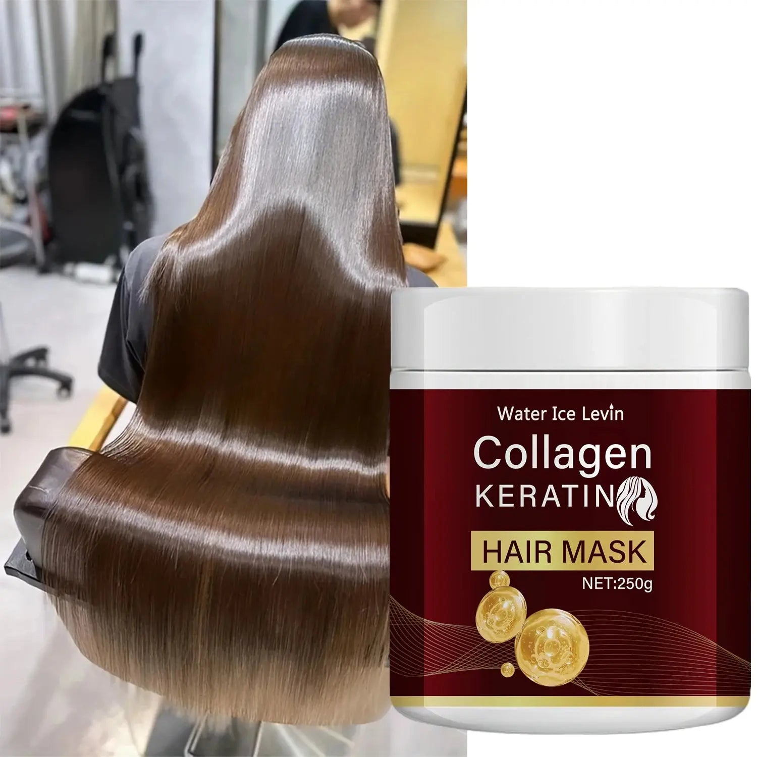 Collagen Keratin Hair Mask, Deeply Nourishes Dry and Damaged Hair, Enhances Elasticity - Rich in Argan Oil, Deeply Moisturizes and Smoothes HALALZEN