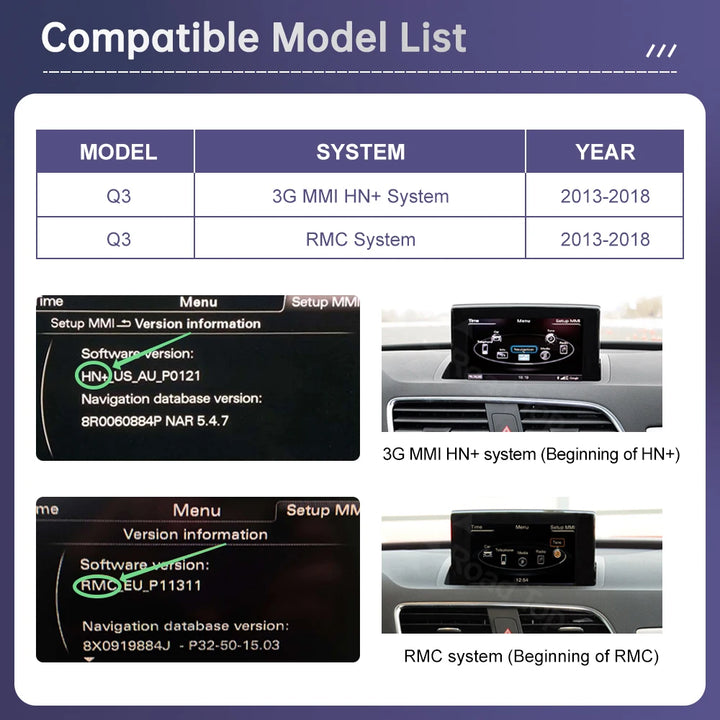 Road Top 12.3" Linux Screen Multimedia For Audi Q3 2013-2018 Wireless CarPlay Android Auto Airplay Car Radio Player