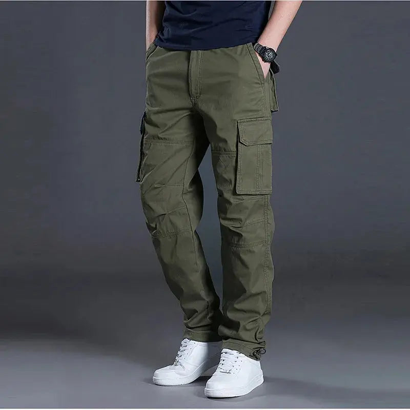 2025 Cotton Multi Flap Pockets Men's Straight Leg Cargo Pants Loose Casual Outdoor Pants Men's Work Pants For Hiking Tactical Halalzen UK