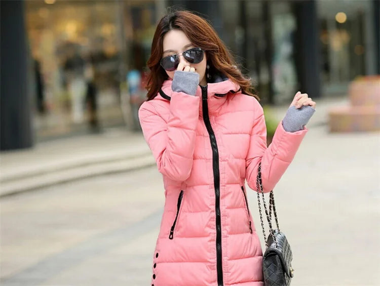 Fashion Casual Women Waterproof Down Cotton Jacket Autumn Winter Long Parkas Overcoat Warm Thick Lady Hooded Padded Coat