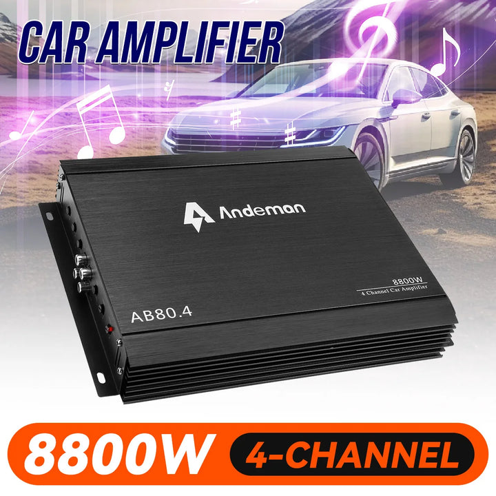 4-Channel 12V Car Power Amplifier Digital Stereo Surround Passive Subwoofer Audio Player Max 8800W
