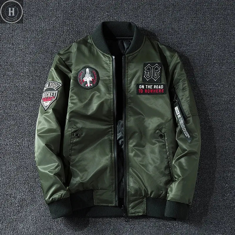 Coat Men's Air Force Pilot Jacket MA1 Autumn/Winter Baseball Suit Trendy Brand Double Sided Thickened Large HALALZEN