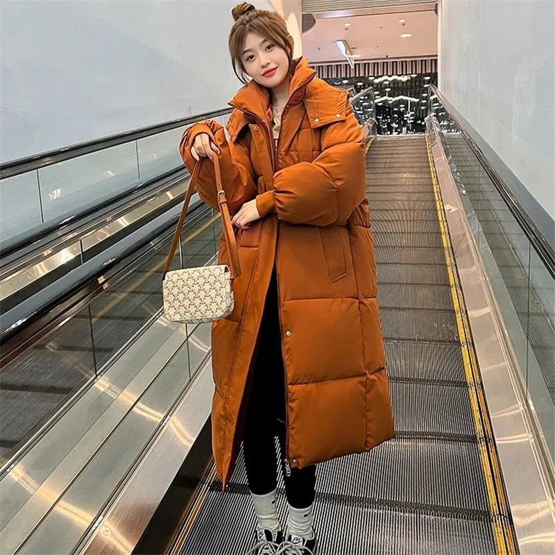 Winter Jacket 2023 New Long Straight Coat Casual Women Parkas Clothes Hooded Waterproof Jacket Female Snow Wear Outerwear