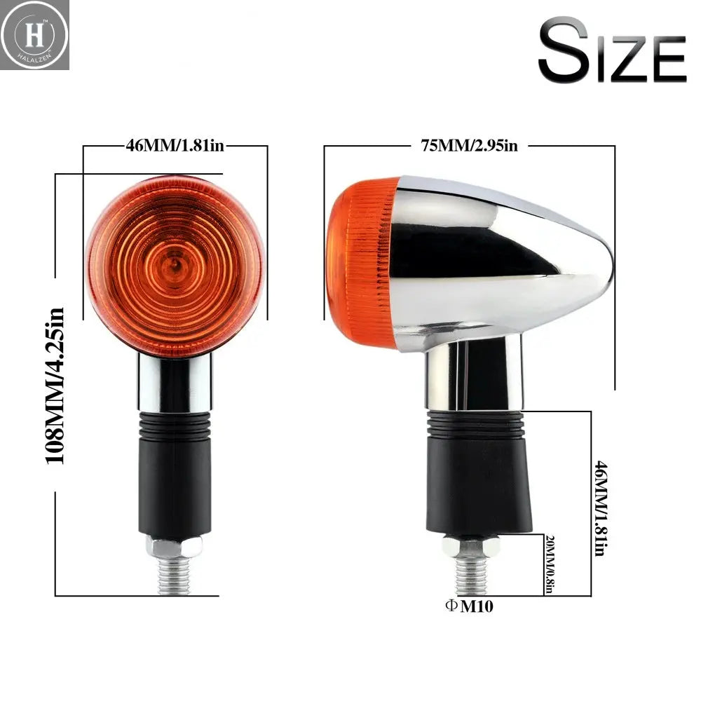 M10 Motorcycle Turn Signal Light 12V Side Direction Indicator Lamp For Honda Scooter Cruiser Cafe Racer Retro Turn Signal Lights HALALZEN