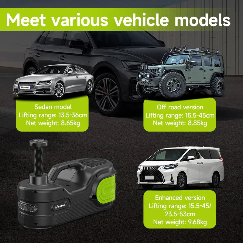 SIHAO Hydraulic Car Jack 12V 5T Digital Dual Pump+electric Wrench Set 450mm/dual Top 530mm, SUV Car Tire Replacement and Repair