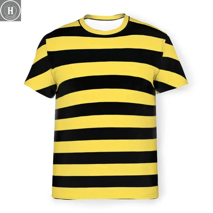 Fashion Color Men's T-Shirt Bee stripes Black And Yellow Stripes Personalize Men's Thin T-Shirt Hipster Tops Women Tee HALALZEN