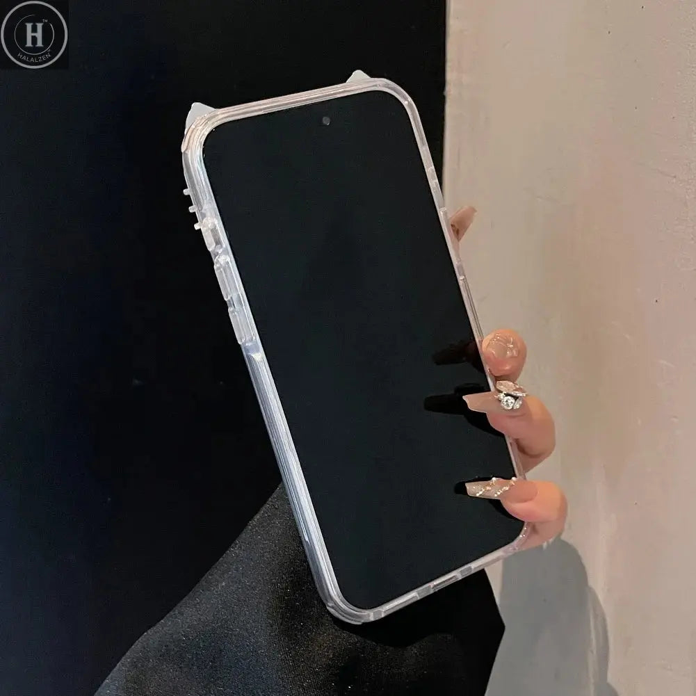 Cute Ear Bow and Butterfly Lens Rhinestone Frame Case for iPhone 17 Pro Max 17 Pro Air 16 Pro 15 14 + 13 Pro 12 11 Protect Cover Halalzen UK