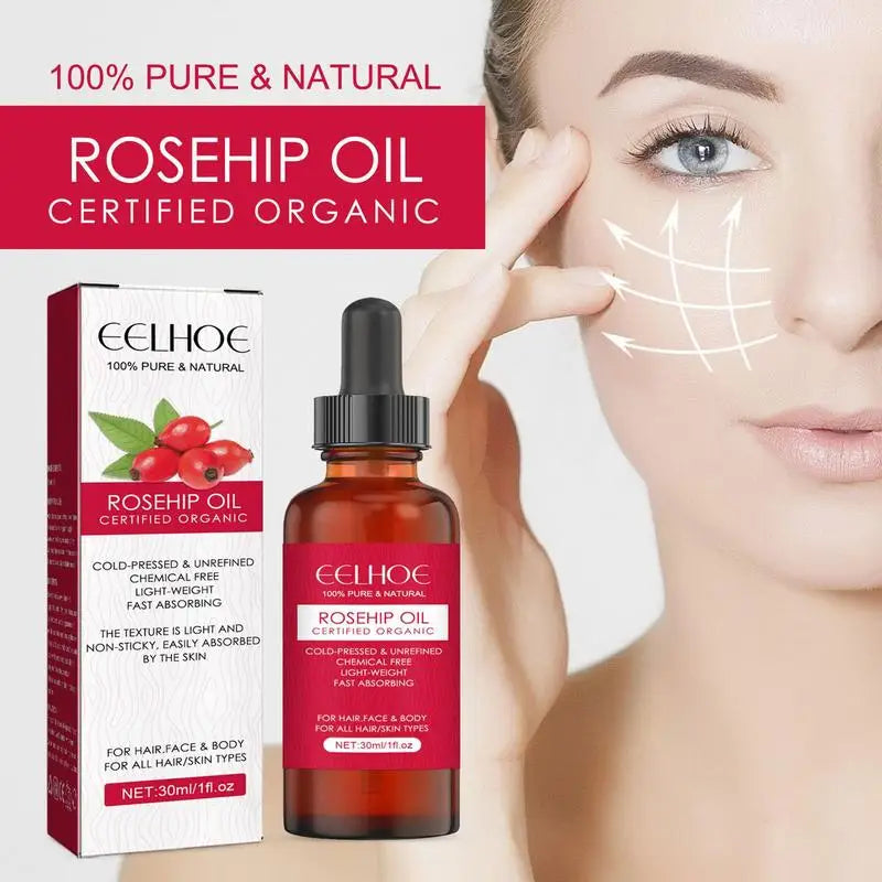Rosehip Oil for Face & Skin Organic Rosehip Seed Oil for Gua Sha Massage Pure Cold Pressed Rose Hip Oil for Acne Scars HALALZEN