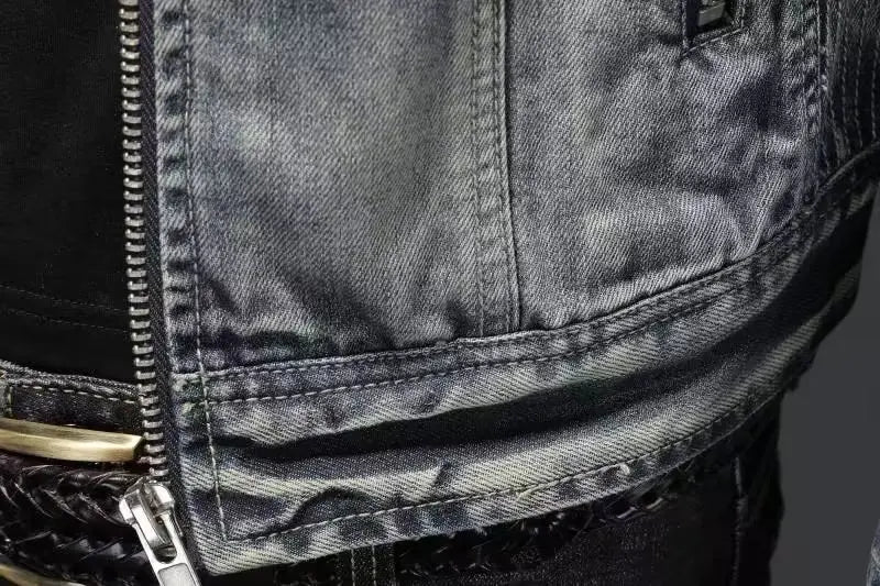 Men Denim Jackets Coats Zipper Coat Slim Fit Casual Solid Turn Down Collar Full Sleeve Regular Jacket Autumn Winter 2024