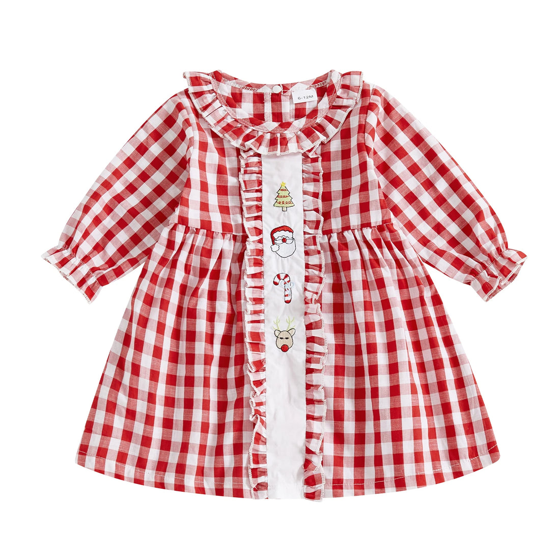 Infant Baby Boy Christmas Outfit Red Plaid Romper Long Sleeve Jumpsuit with Santa Claus Embroidery and Hat