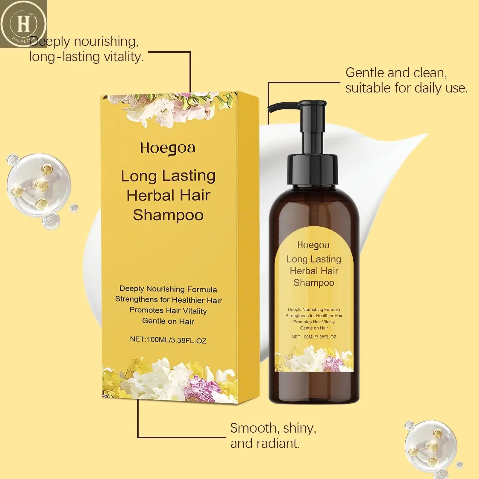 Jasmine Hair Nourishing Shampoo Repair Damaged Improve Thicken Scalp Irritating Treatment Control Dandruff Hair Growth Shampoo HALALZEN