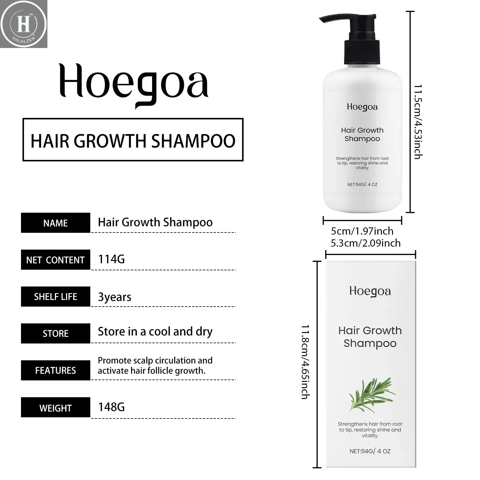 Rosemary Hair Shampoo Deep Cleaning Dandruff Lotion Nourish Roots Hair Thickening Volumizing Hair Care Cleaning Shampoo HALALZEN