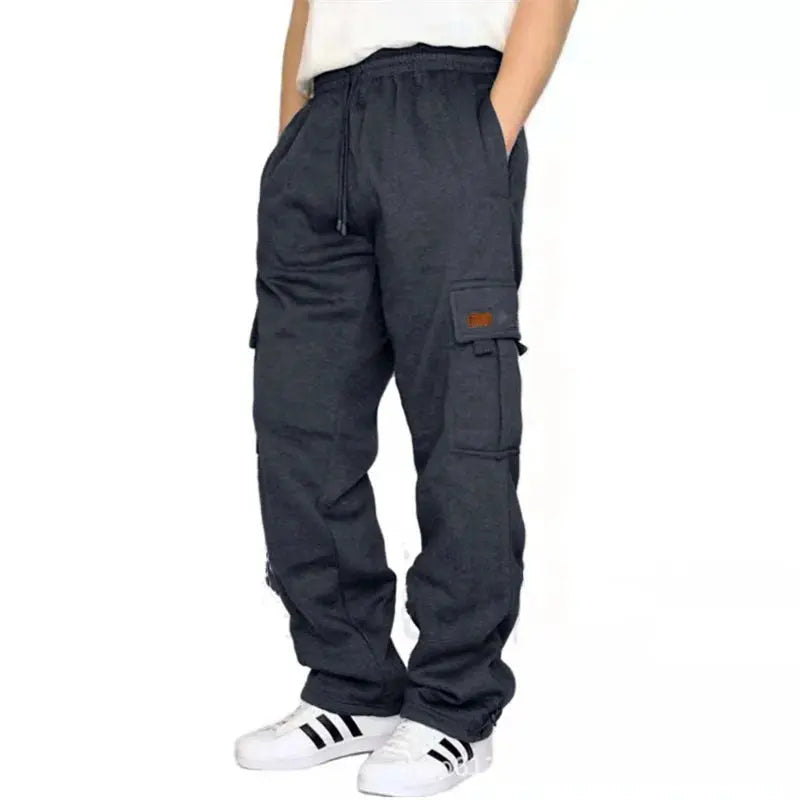 Men’s Loose Cargo Pants Casual Drawstring Elastic Waist Wide Leg Athletic Sweatpants Outdoor Trousers Halalzen UK