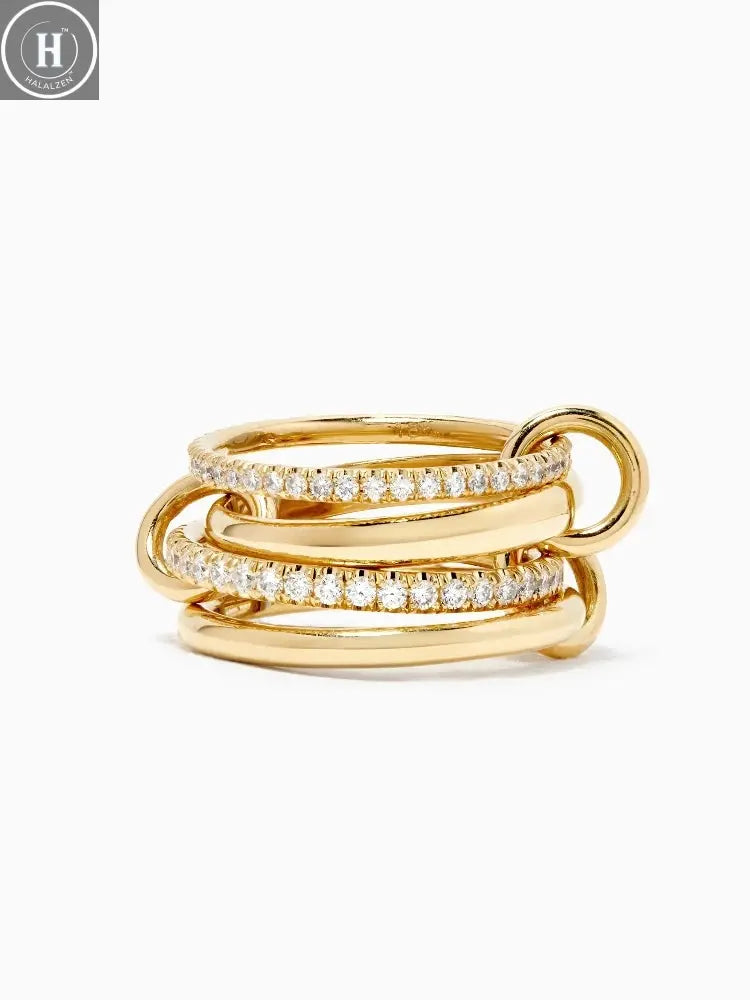 925 Sterling Silver Simple Fashion Multi-Layer Round Zircon Ring For Women Anniversary Daily Wear High Quality Fine Jewelry HALALZEN