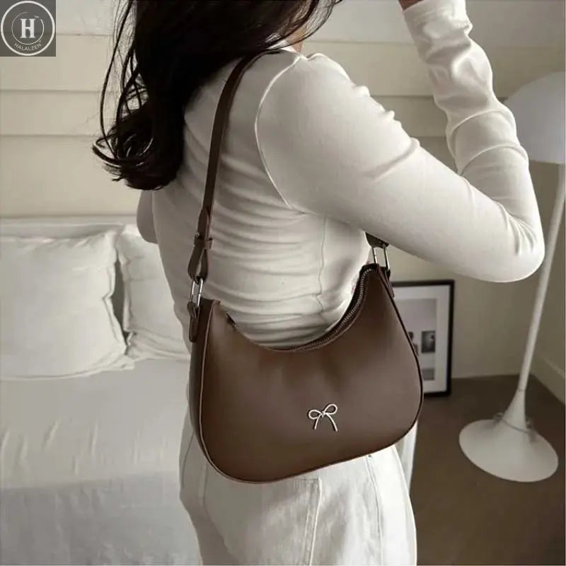 Bowknot Armpit Bag Korean Underarm Bag Luxury PU Leather Y2K Handbag Girls Shoulder Bag Clutch Purse Bolsa Feminina 2026 HALALZEN