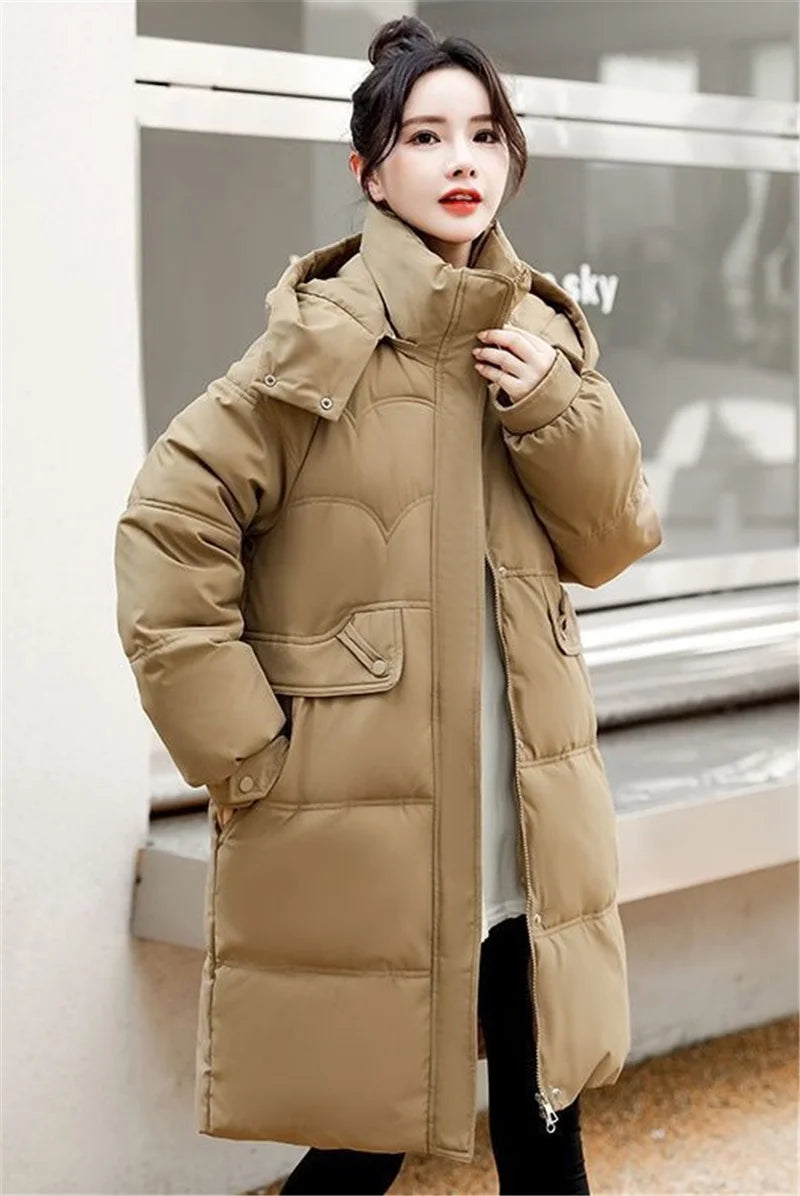 Winter Jacket Women's Parkas Coat 2023 New Long Coat Down Snow Wear Outerwear Female Hooded Waterproof Cotton Padded Parka