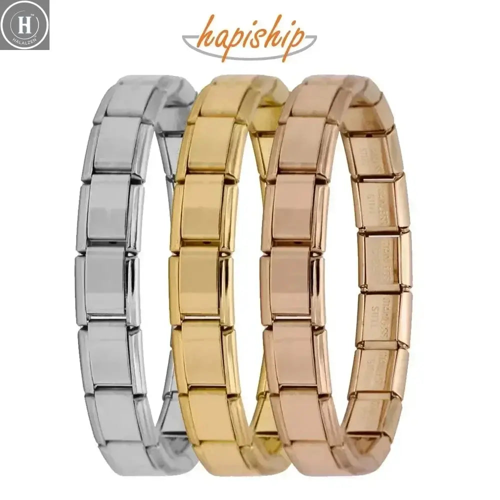 Hapiship New Women's Jewelry 9mm Width Italian Elastic Charm Bracelet Fashion Stainless Steel Bangle ST- HALALZEN