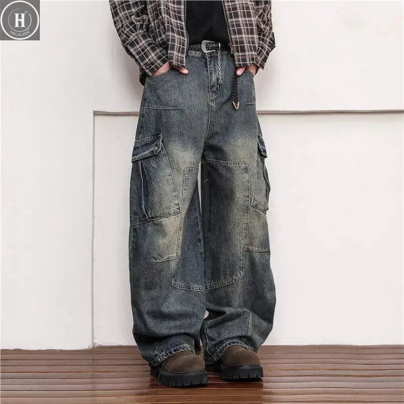 Baggy Barrel Jeans Wide Leg Cargo Jeans Loose Denim For Men And Women Halalzen UK