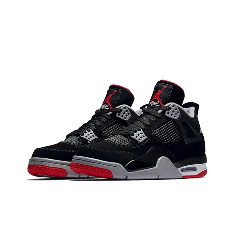 Original Air Jordan 4 Retro Bred Bull Anti-Slip Wear-resistant Retro Basketball Shoes