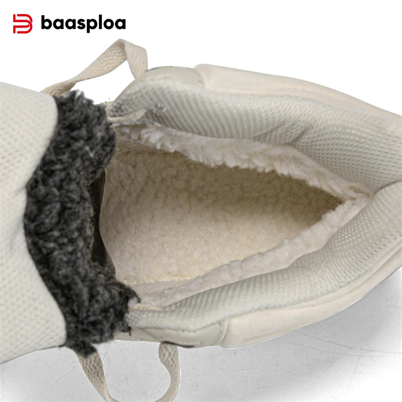 Baasploa Men Winter Sneakers Casual Skateboard Shoes for Men Comfort Plush Warm Cotton Shoes Non-Slip Outdoor Male Sneakers