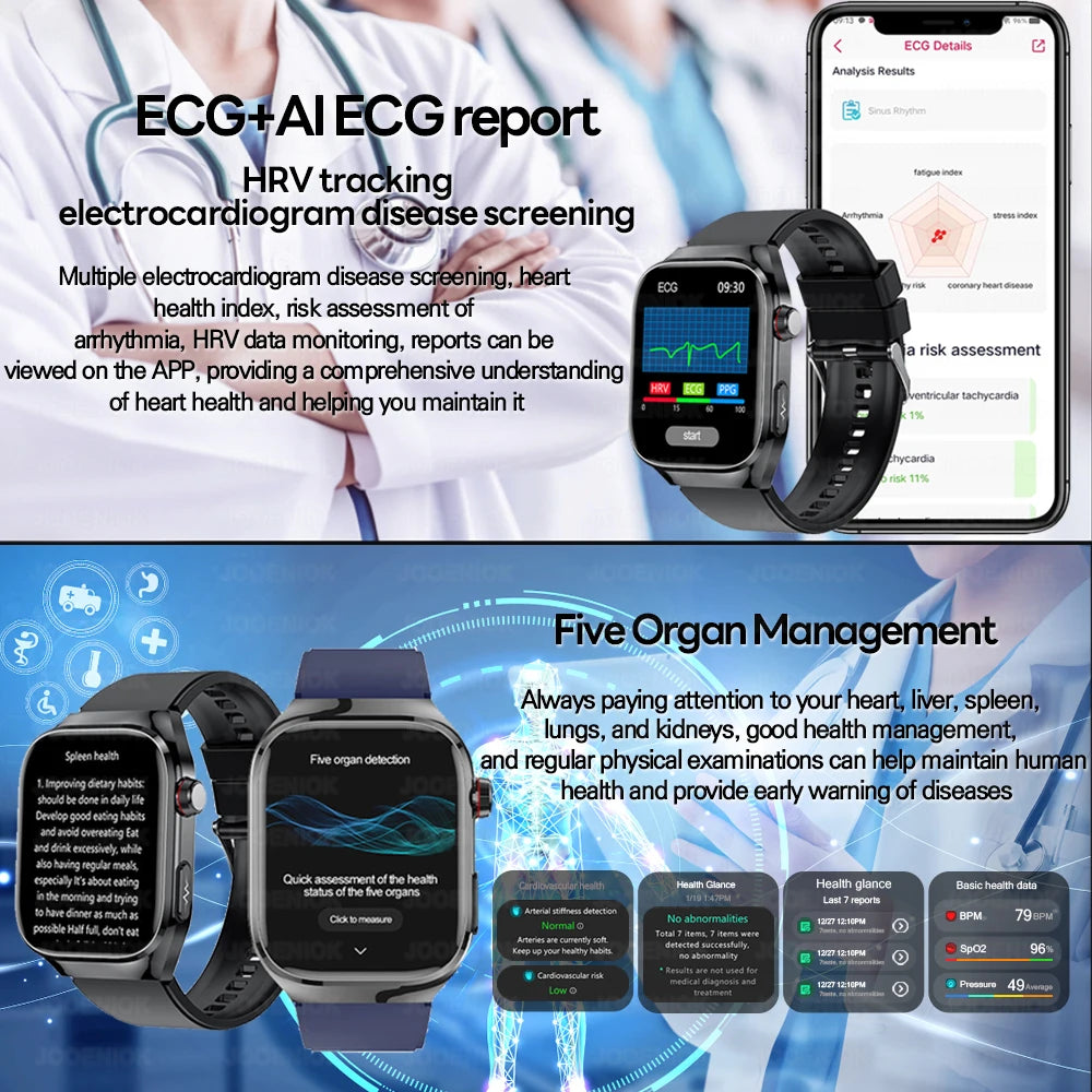 2026 New Professional-Grade Smart Watch Men ECG+PPG Uric Acid Body Fat Health Analysis IP68 Waterproof AMOLED Smartwatch Women