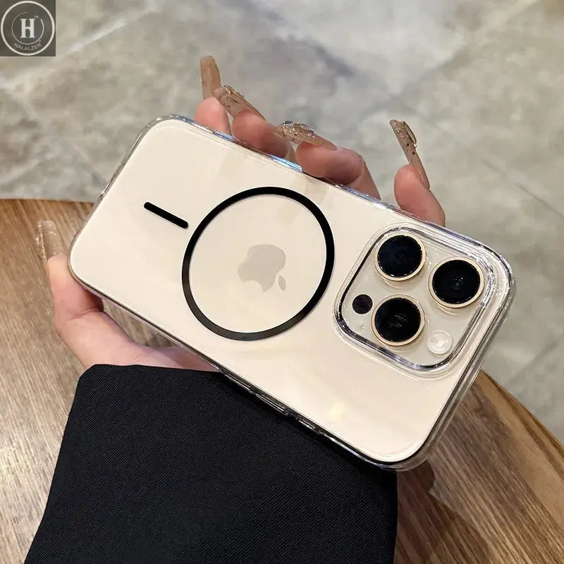 Luxury Magnetic Wireless Charge For Magsafe Case for iPhone 16 15 14 13 12 11 Pro XR XS Max 7 8 Plus Transparent Case Back Cover Halalzen UK