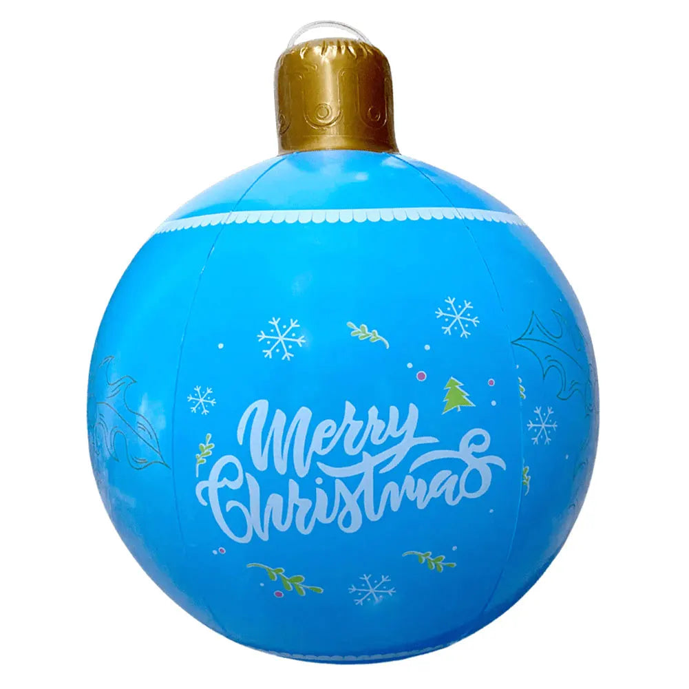 60CM PVC Inflatable Christmas Ball Giant Inflatable Christmas Balls with RGB Light W/ Remote Christmas Decorations Ball Sets