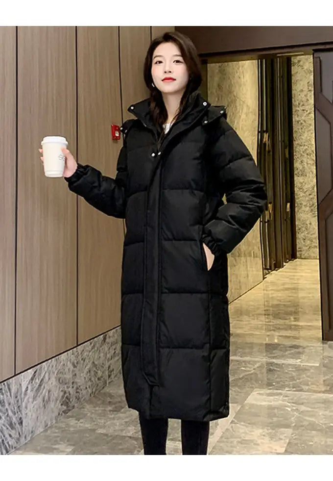 Long Down Jacket Women Waterproof Hooded Coat 2024 Winter New Loose Girls' Jacket Multi-Color Thick Windbrake Down Coat