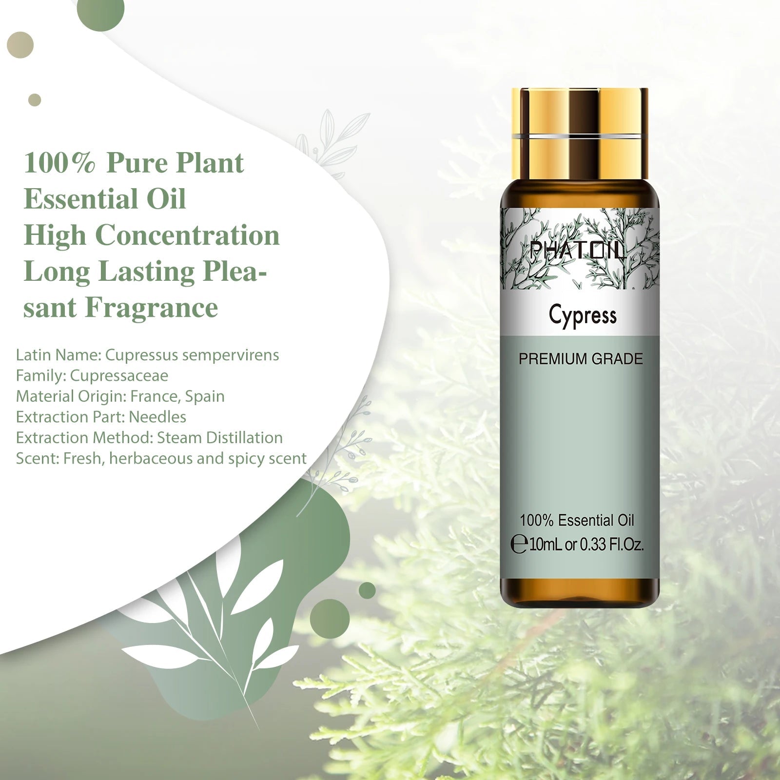 PHATOIL 10ml Sweet Orange Pure Essential Oil with Dropper for Humidifier Diffuser Myrrh Pine Needles Tangerine Thyme Aroma Oils HALALZEN