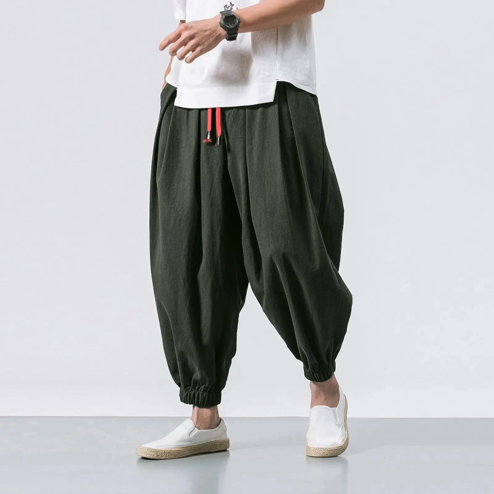 New Oversize Men Loose Harem Pants Autumn Chinese Linen Overweight Sweatpants High Quality Casual Brand Trousers Male Halalzen UK