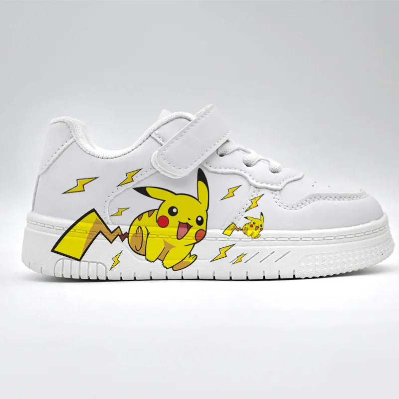 2025 Pikachu Cartoon Cute Unisex White Sneakers Spray Paint Kids Casual Shoes Cross Border Hot Sale